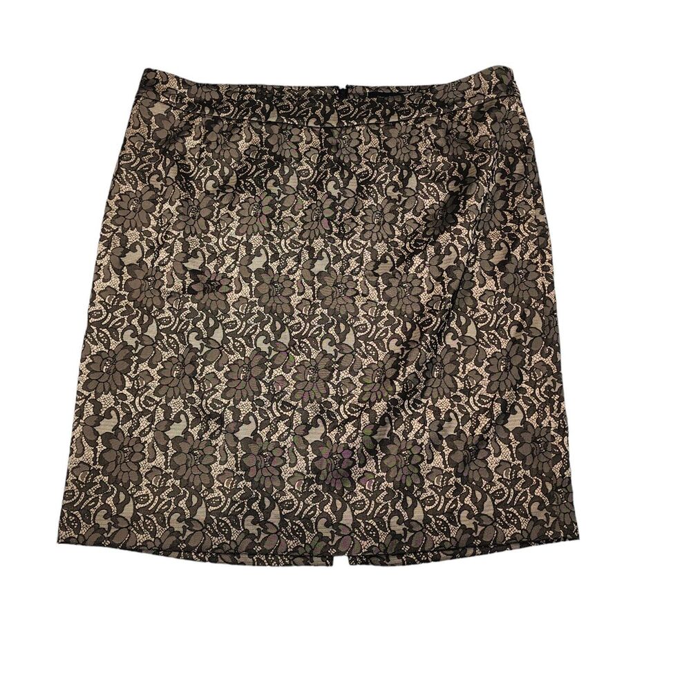 LANE BRYANT Pencil Skirt Lace look Floral Black Rose Gold Lined Womens size 18